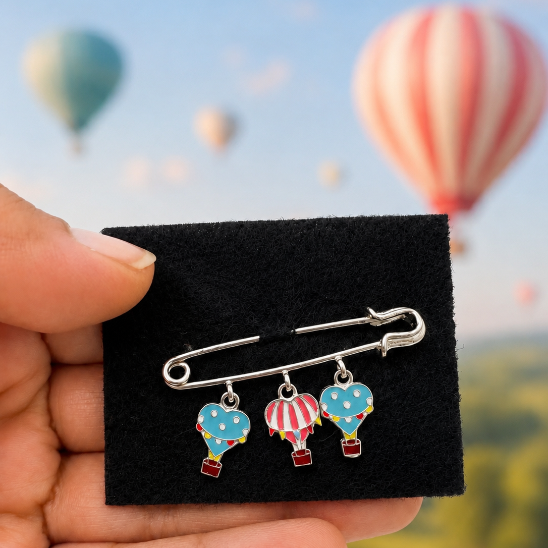 Hot-Air Balloon Brooch - 925 Sterling Silver