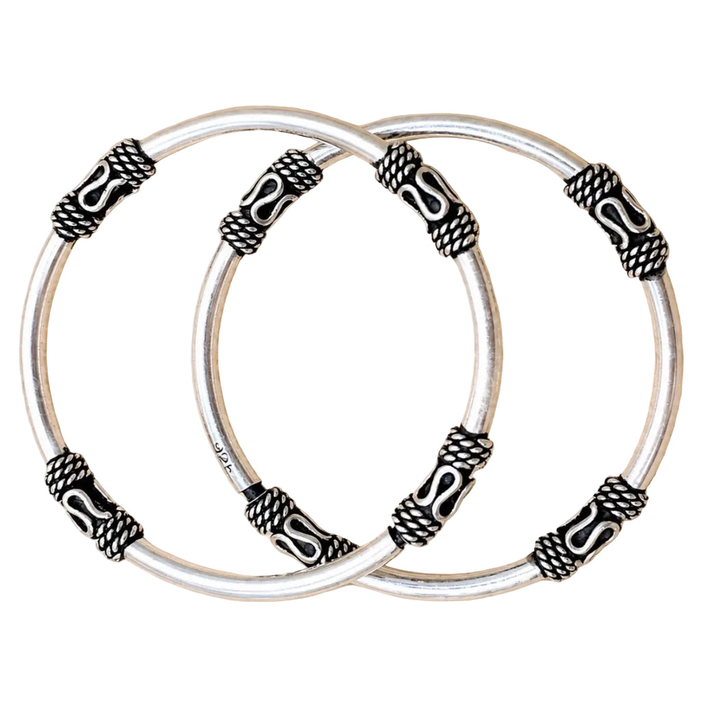Vintage-inspired Sterling Silver Toddler Bangle Set (Pair)