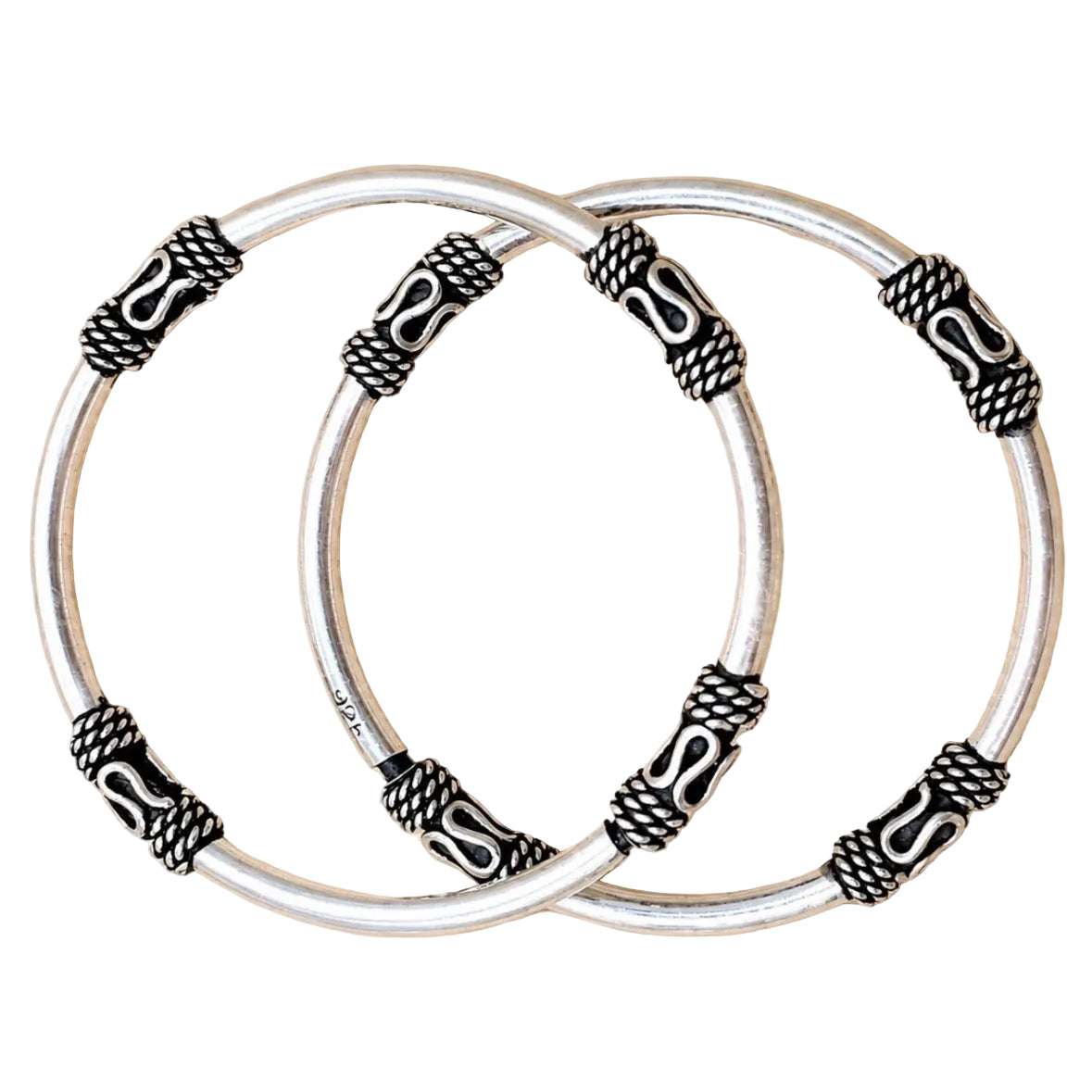 Vintage-inspired Sterling Silver Toddler Bangle Set (Pair)