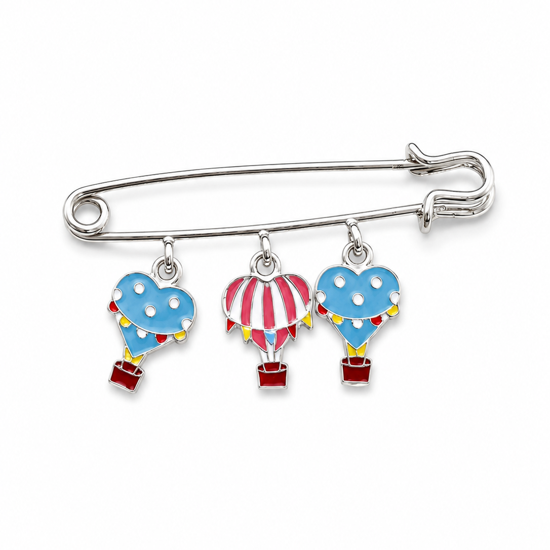 Hot-Air Balloon Brooch - 925 Sterling Silver