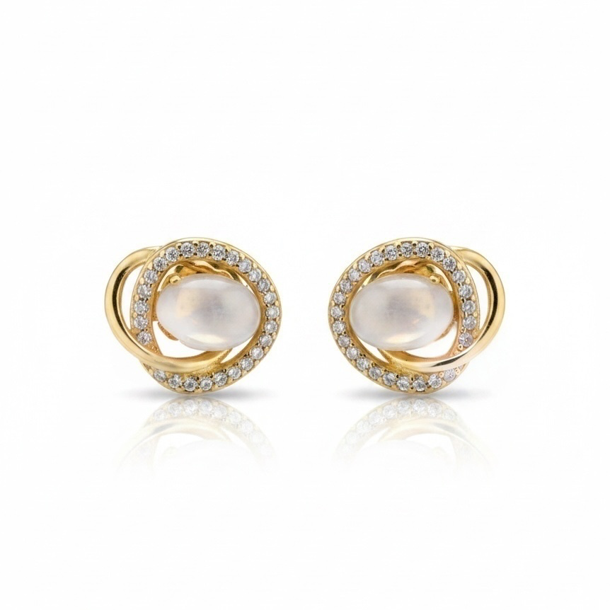 Luna Halo Pearl Studs - 925 Sterling Silver